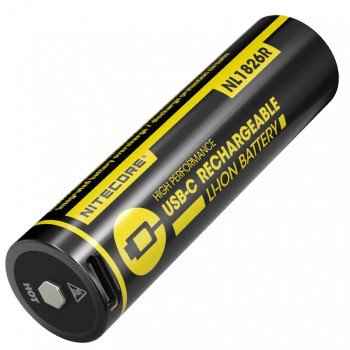 Акумулятор літієвий Li-Ion 18650 Nitecore NL1826R (2600mAh, USB), захищений