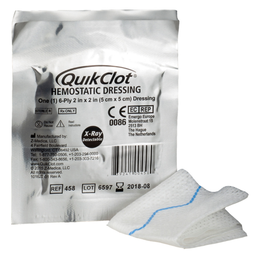 Гемостатична серветка QuikClot Hemostatiс Dressing 2х2 Exp.2024 Гемостатична серветка QuikClot Hemostatiс Dressing 2х2 Exp.2024