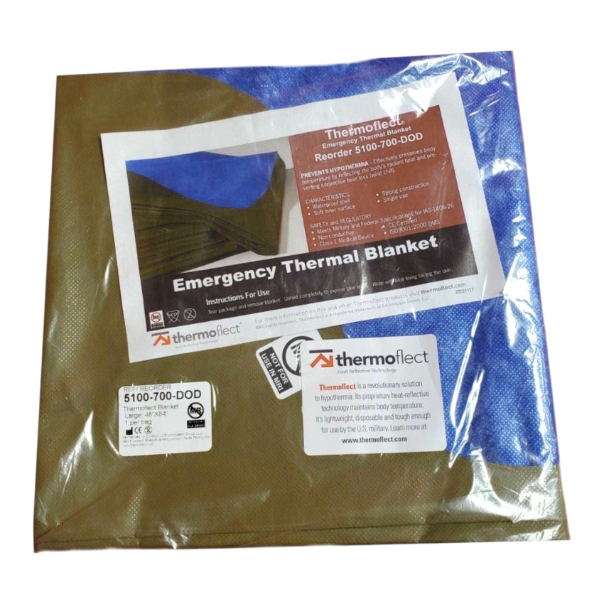 Термоодеяло THERMOFLECT Emergency Thermal Blanket EMS, Survival, Go Bag 48" X 84"