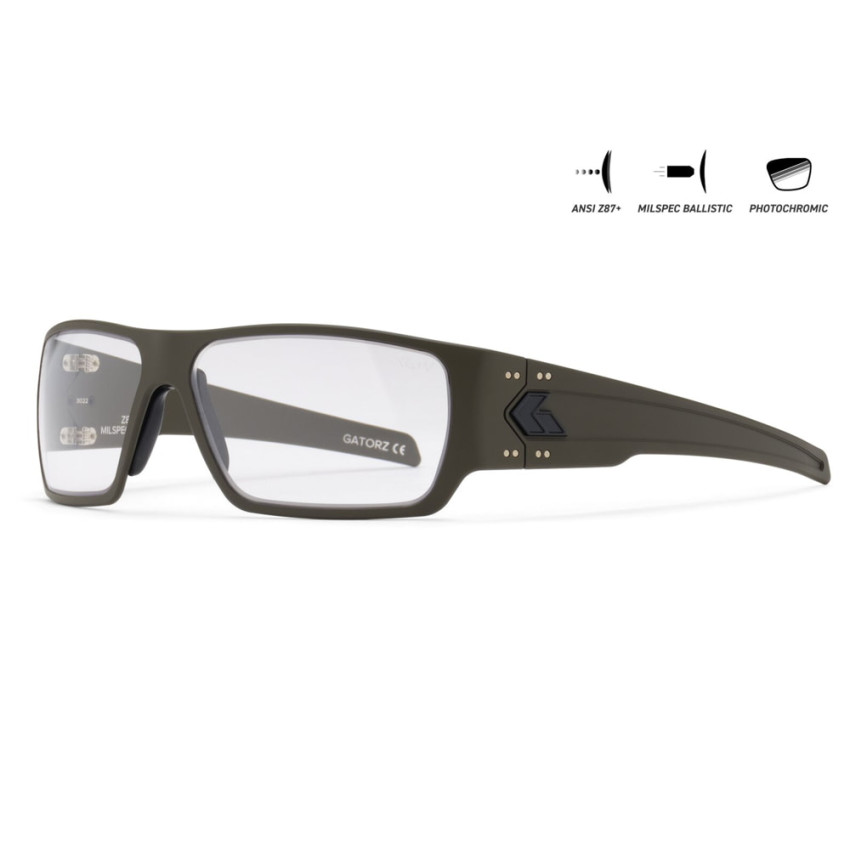 Защитные очки Gatorz Specter, Photochromic, ANSI Z87.1 Mil-Spec Ballistic, OD Green Cerakote - GZ-08-205