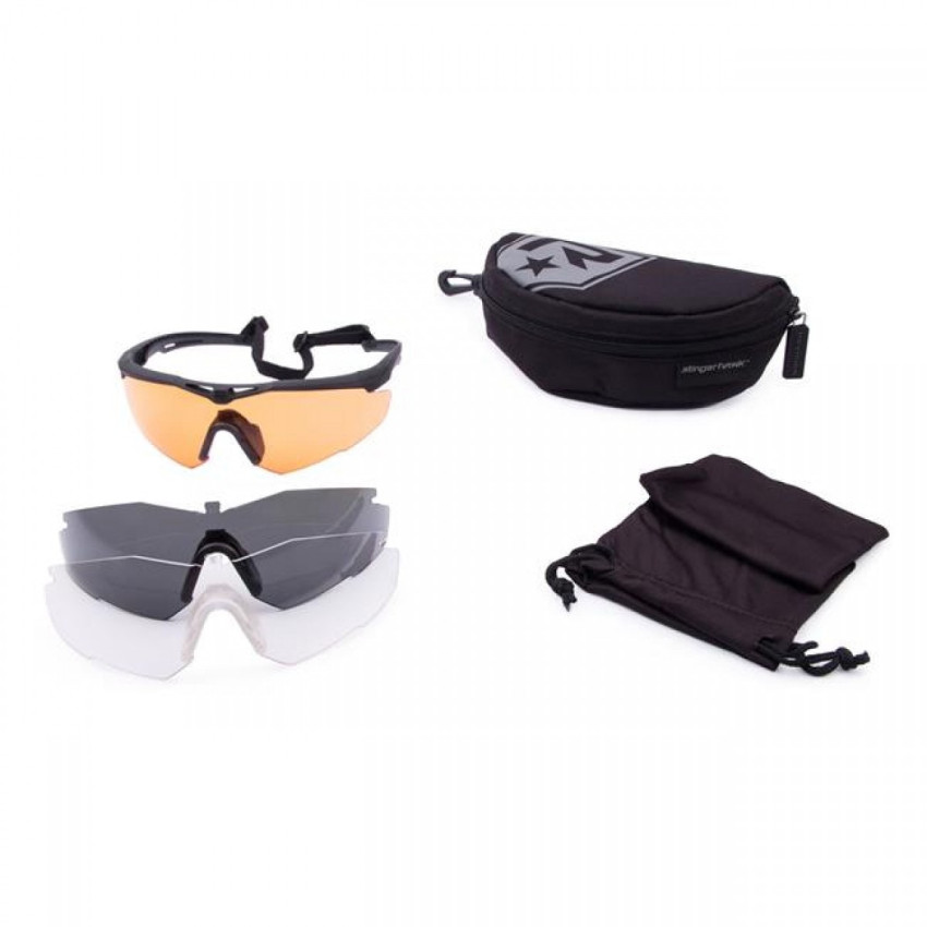 Окуляри для стрільби Revision Military StingerHawk Shooters Kit Deluxe Black (frame) - Clear / Solar / Vermillion High-contrast (3 лінзи)
