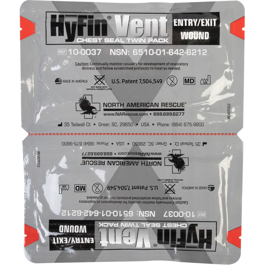 Оклюзійна пов'язка HyFin Vent Chest Seal Twin Pack exp.2024 (1 шт, половина)