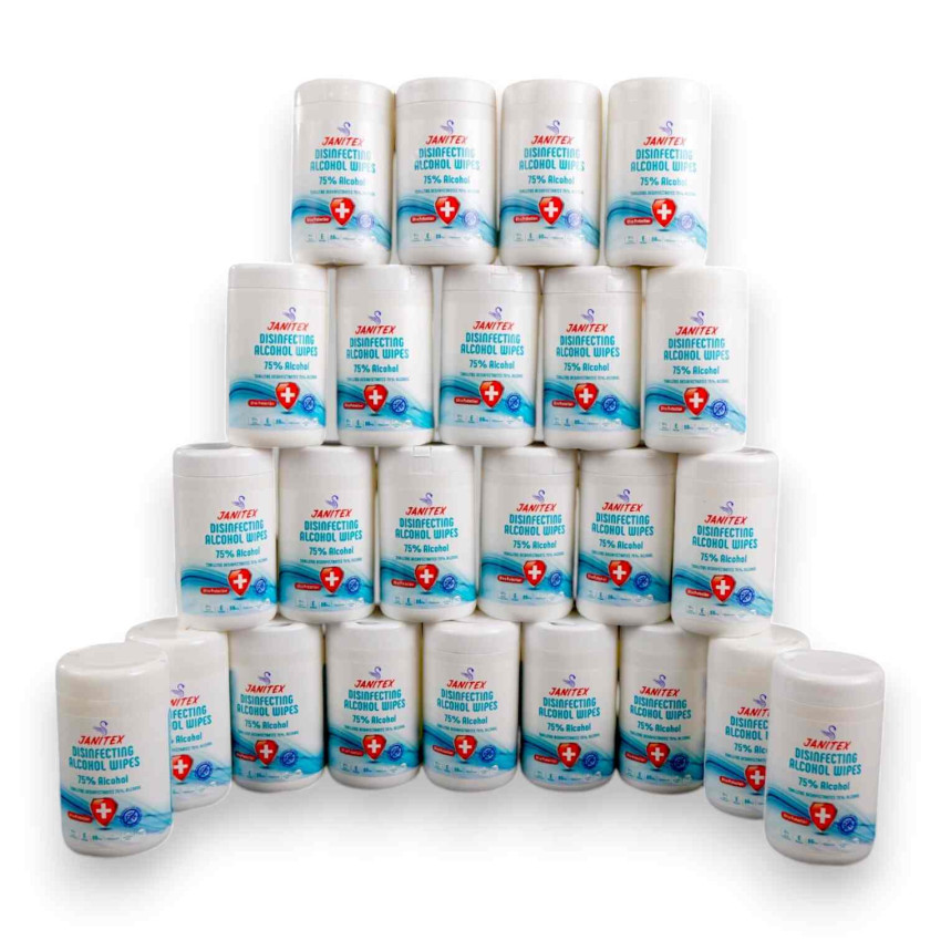 Спиртовые салфетки Janitex 75%, white (80 шт. в упаковке) - 24 шт. (коробка)