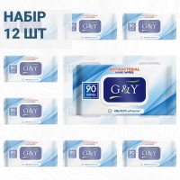 Антибактериальные салфетки G&Y Antibacterial с клапаном, 90 шт × 12 упаковок (ящик)