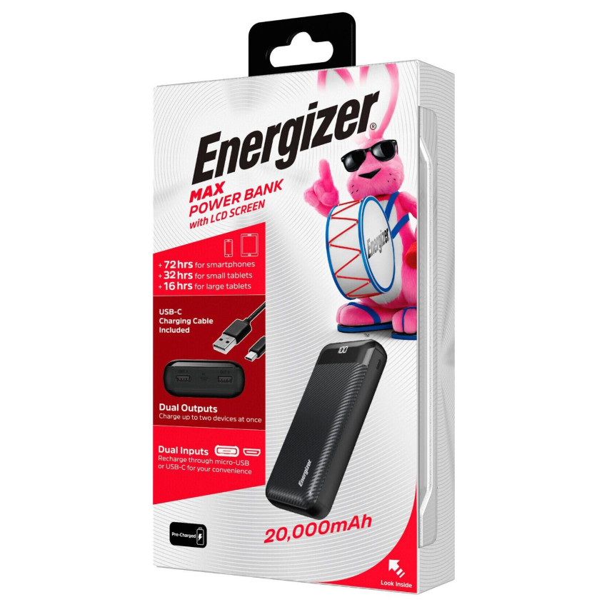 Внешнее зарядное устройство Power Bank Energizer 20,000mAh
