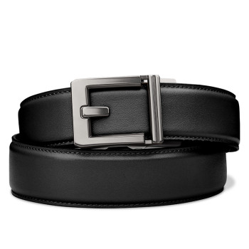 Кожаный ремень KORE Essentials EDC Leather 1.5" Black с черной пряжкой