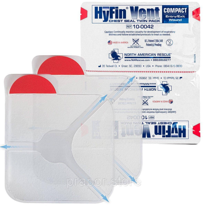 Оклюзійна пов'язка HyFin Vent Compact Chest Seal Twin Pack (1шт)